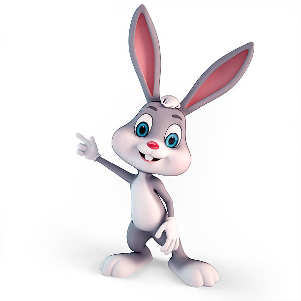 happy bunny pointing towards blank stock photo