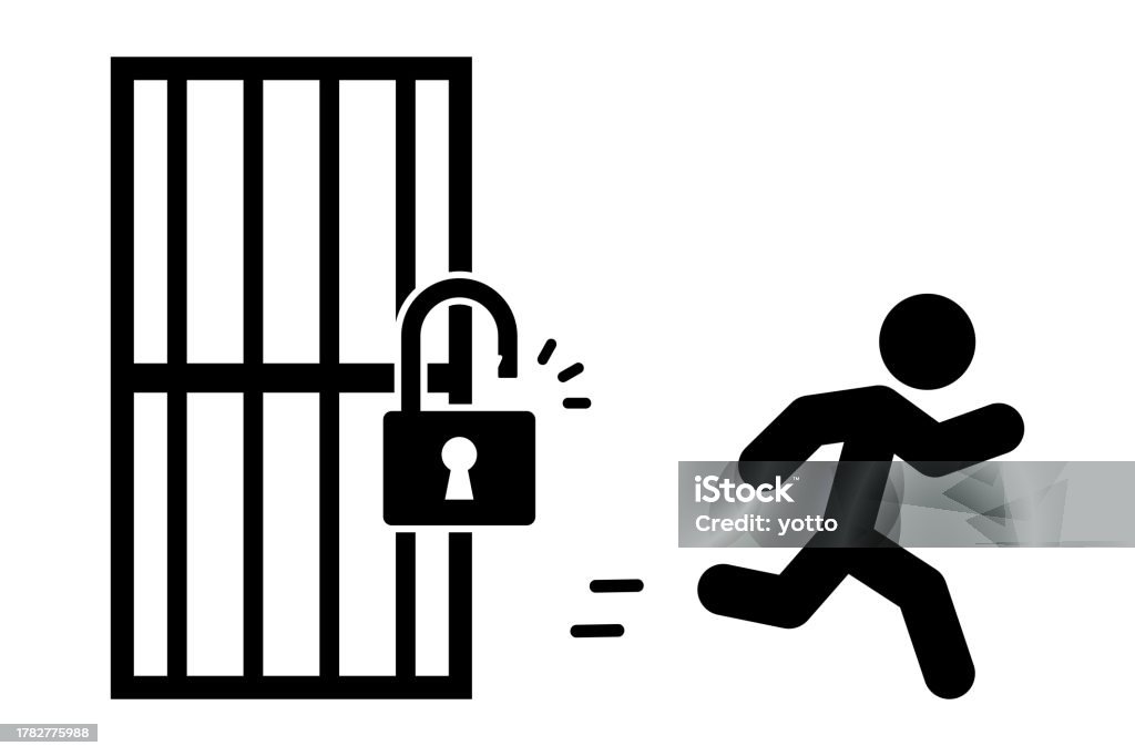 Run From A Person Who Runs From A Cage And Escapes Stock Illustration - Download ...