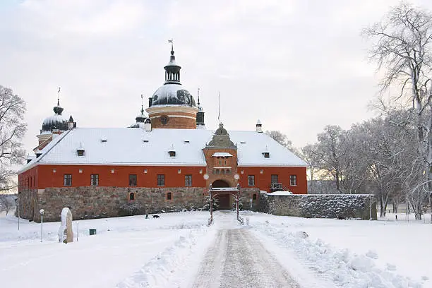 "Winter at the 16 th century Gripsholm Castle, in Mariefred, Sweden."