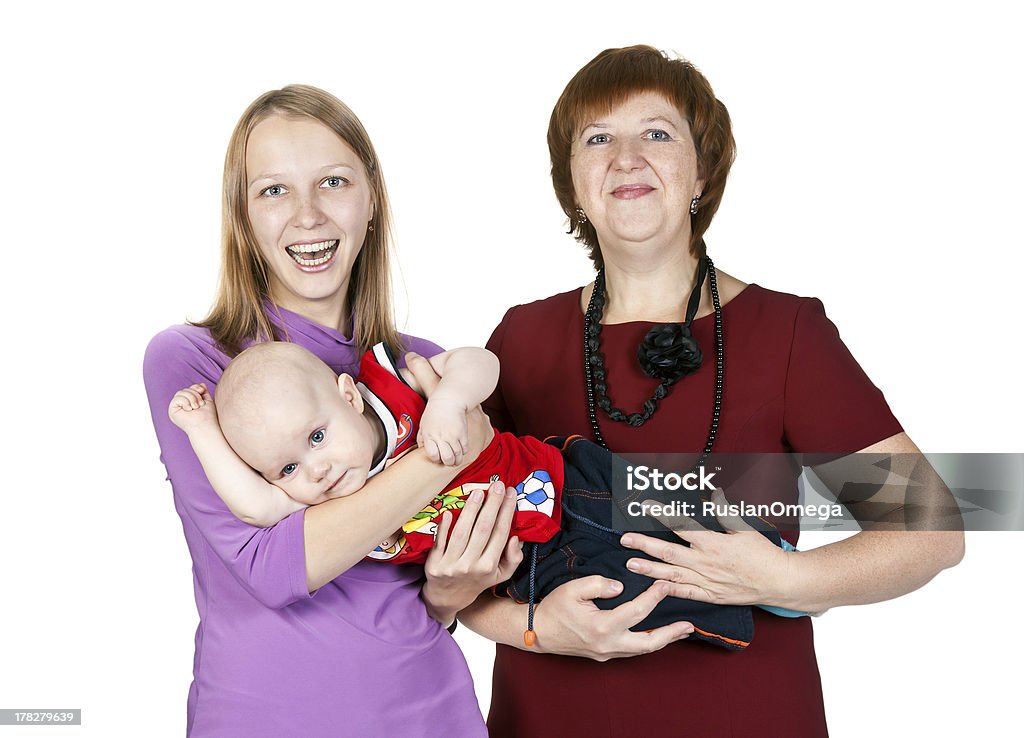 Glückliche Familie Mutter und Großmutter und ein Junge - Lizenzfrei Aktiver Senior Stock-Foto