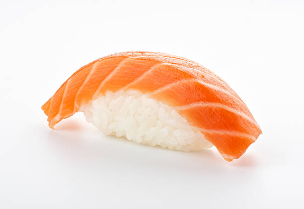 sushi roll alone with a white background - nigiri fotos stockfoto's en -beelden