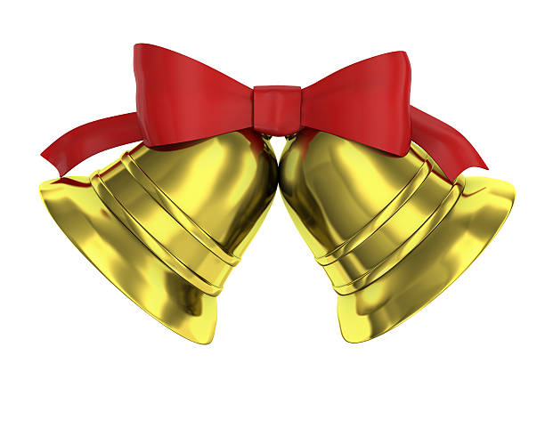 istock Two Christmas bells tied with red ribbon 178280087