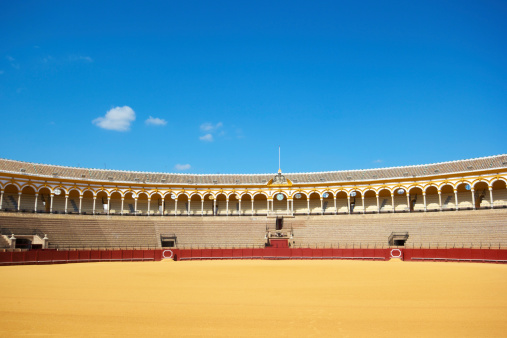 bullfight arena, plaza de toros in Seville, Spain