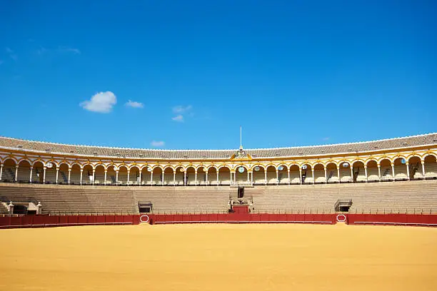 bullfight arena, plaza de toros in Seville, Spain