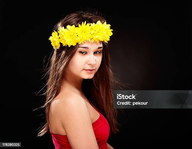 Beautiful Woman In Flower Wreath Stock Photo - Download Image Now - Adult, Asian and Indian Ethnicities, Beautiful People