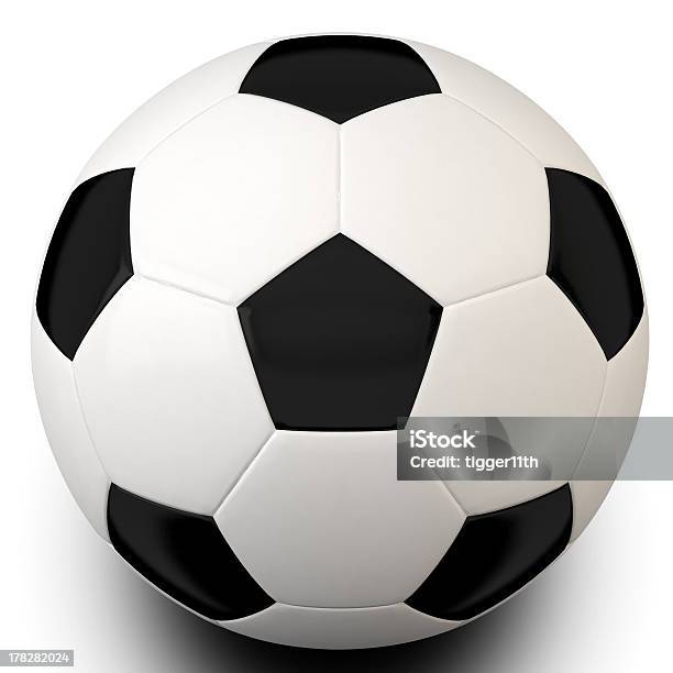 3 D Fútbol Con Bordes De Corte Foto de stock y más banco de imágenes de Blanco - Color - Blanco - Color, Clip Art, Color negro