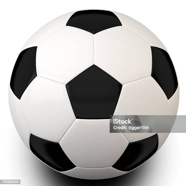 3 D Bola De Futebol Com Linhas De Recorte - Fotografias de stock e mais imagens de Bola - Bola, Bola de Futebol, Branco