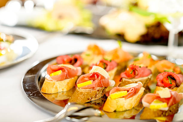 istock Catering canapes tray food details appetizers 178283374