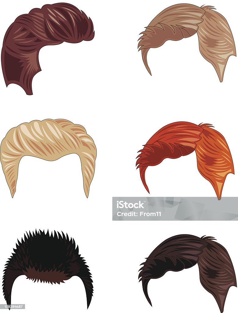 Six Short Mens Hairstyles In Different Colors Stock Illustration - Download  Image Now - Beautiful People, Beauty, Blond Hair - iStock