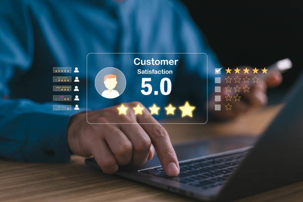istock Customer review satisfaction feedback survey concept, service experience rating online, good reviews 5-star rating, product client result happy reputation product client result good quality most. 1782851905