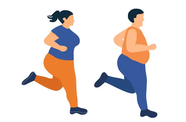 Vector illustration of Fat couple jogging for exercise for healthy vector illustration