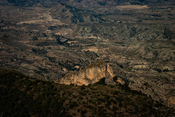 The Views of the countryside Alicante from the summit of Cabeçó d'Or stock photo