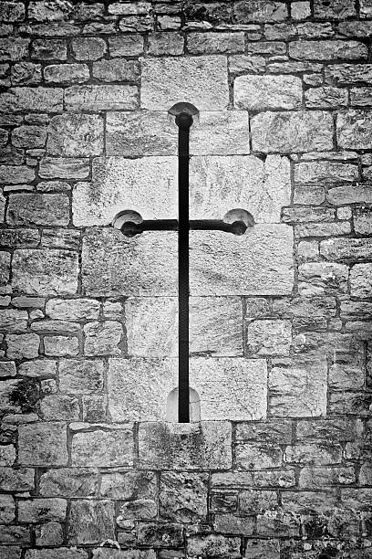 cross as a windo or opening in a church wall