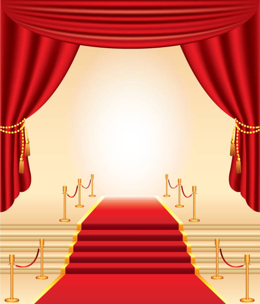 istock red carpet, golden stanchions, stairs and curtains 178294762