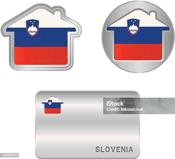 Ikona Dom Na Flaga Słowenii - Stockowe grafiki wektorowe i więcej obrazów Aranżować - Aranżować, Bez ludzi, Biznes