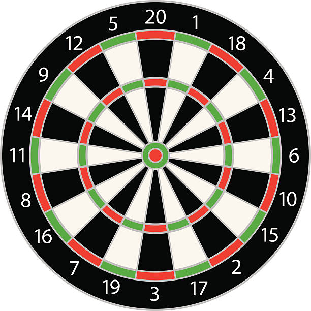 다트판 벡터 일러스트레이션 격��리됨에 - dartboard bulls eye darts pattern stock illustrations