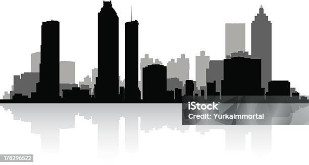 Atlanta City Skyline Silhouette Stock Vektor Art und mehr Bilder von Architektur - Architektur, Bauwerk, Bildhintergrund