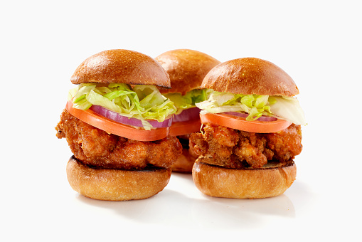 Delicious Fried Sliders on White Background