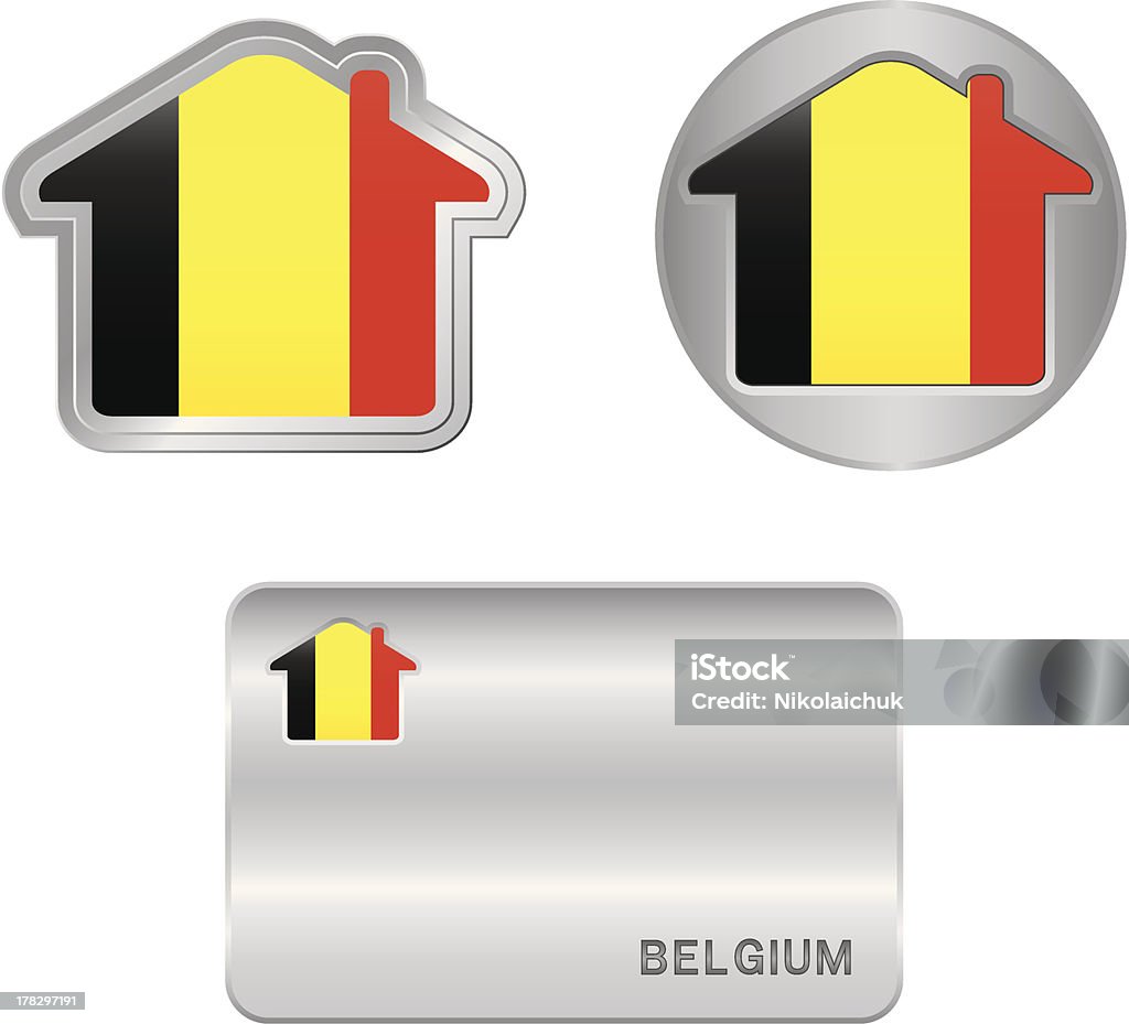 ホームアイコン上のベルギーフラグ - アイコンのロイヤリティフリーベクトルアート