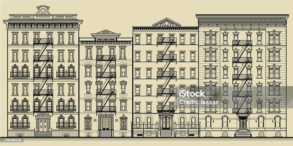Old building and facades of new york Old building and facades of new york - totally fictitious vector illustration New York City stock vector