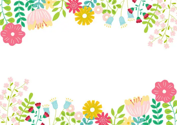 Vector illustration of Floral frame, hand drawn template