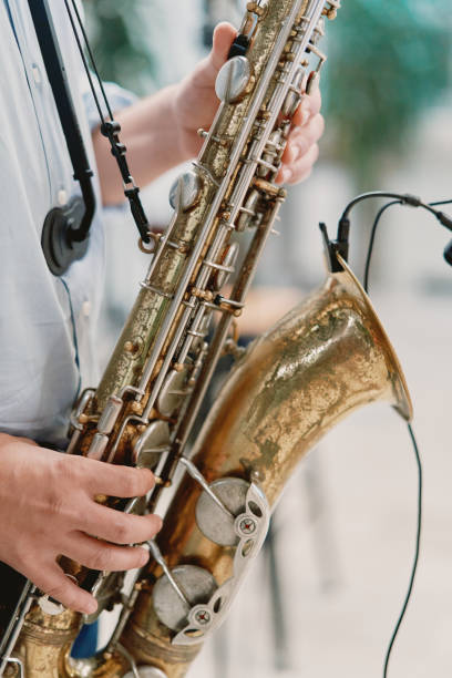 istock Saxophonist plays the saxophone on stage. Cropped 1782993280