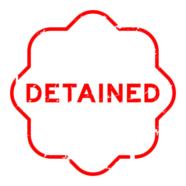 Grunge red word detained rubber seal stamp on wthie background Grunge red word detained rubber seal stamp on wthie background deter stock illustrations