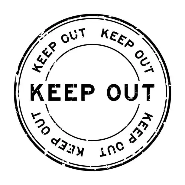 Vector illustration of Grunge black keep out word round rubber seal stamp on white background