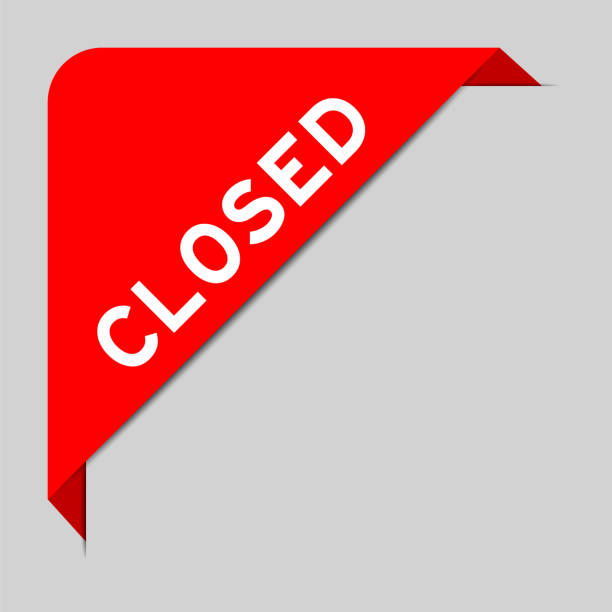 istock Red color of corner label banner with word closed on gray background 1783000045