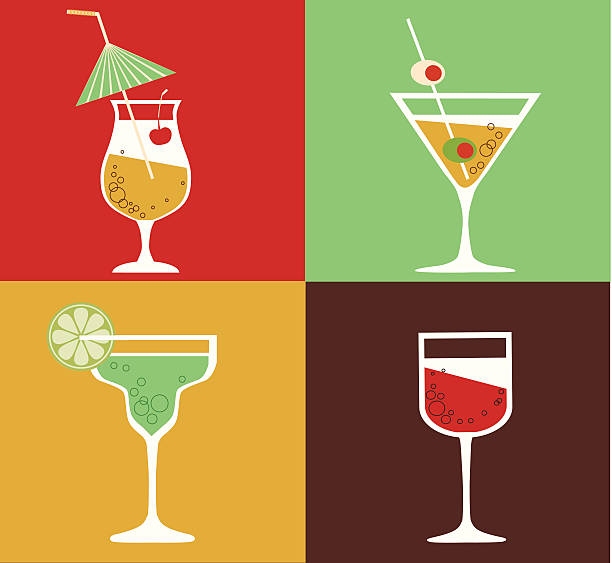 illustrazioni stock, clip art, cartoni animati e icone di tendenza di collezione di cocktail - manhattan