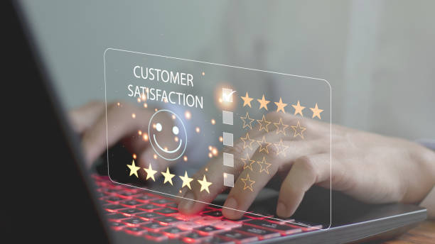 istock customer satisfaction survey concept Customers rate their service experience on the online application for 1783050305