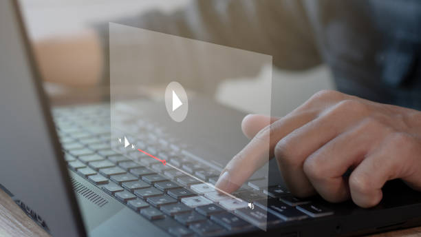 istock Streaming videos or online webinars on laptops 1783052503