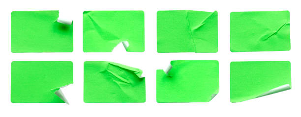 istock A set of green rectangular paper sticker label isolated on white background. 1783064980