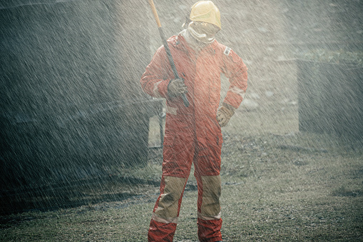 Firefighter in a fire and rescue operation