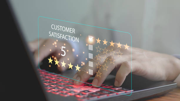 istock customer satisfaction survey concept Customers rate their service experience on the online application for 1783068216