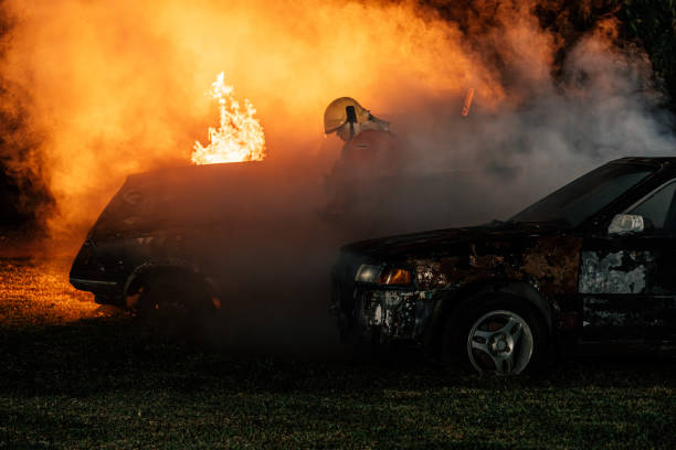 Race drift car burning tires on speed track