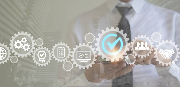 istock Quality management with QA (warranty), QC (control) standards and certification concepts. comply with requirements and standards Stay with a manager or auditor. 1783077487