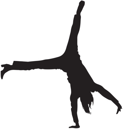 Woman cartwheeling silhouette