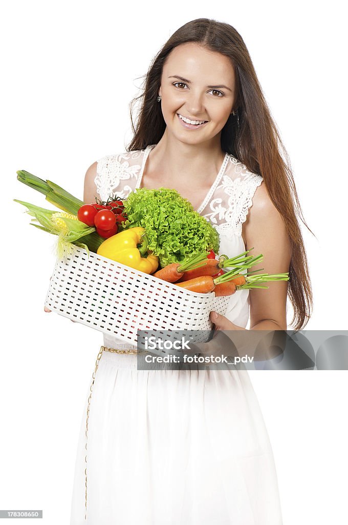 Menina com legumes - Foto de stock de Adolescente royalty-free