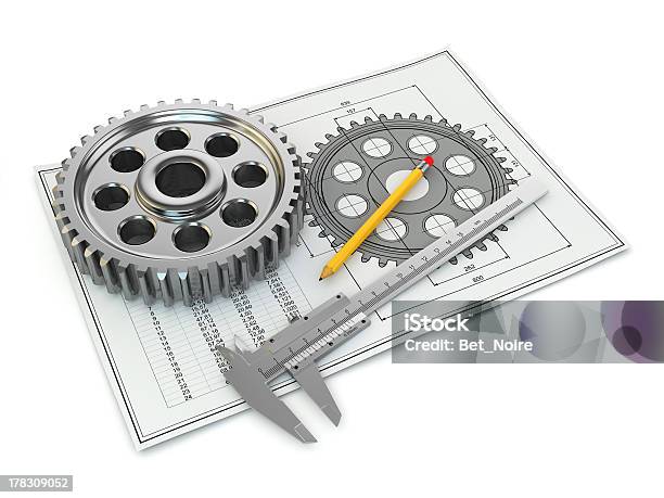 技術図面ますギアtrammel 鉛筆と草稿ます - 機械のストックフォトや画像を多数ご用意 - 機械, 機械部品, ピニオン