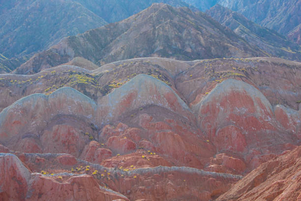 Zhangye Danxia Geological park scenery. It is the one of most beautiful Danxia landform in China. Taken on the Zhangye, Gansu, China. Blue sky with copy space