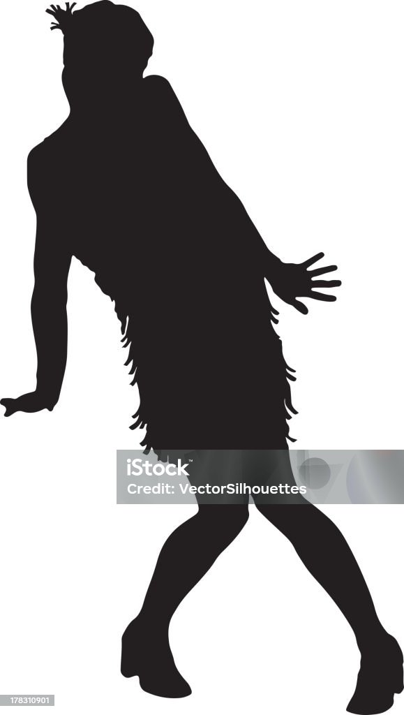 Flapper silhouette A flapper in fringed dress Flapper Style stock vector