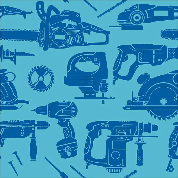 Vector illustration of Electric working tools seamless background