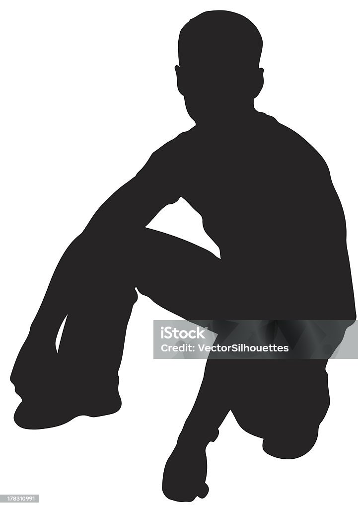 silhouette homme assis - clipart vectoriel de Accroupi libre de droits