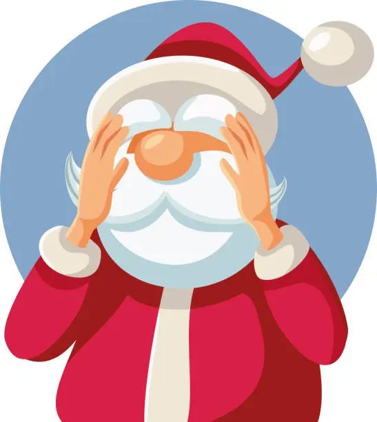 Vector illustration of Vector Santa Claus Feeling Desperate before Holidays Character Mascot