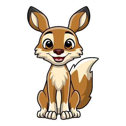 Vector illustration of Cute coyote cartoon on white background