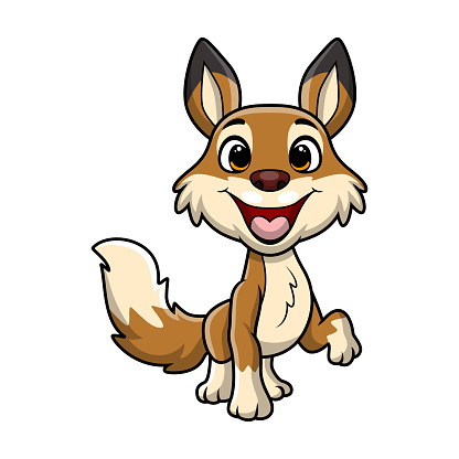 Vector illustration of Cute coyote cartoon on white background
