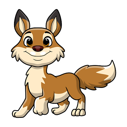 Vector illustration of Cute coyote cartoon on white background