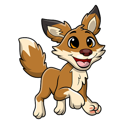 Vector illustration of Cute coyote cartoon on white background