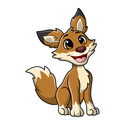 Vector illustration of Cute coyote cartoon on white background